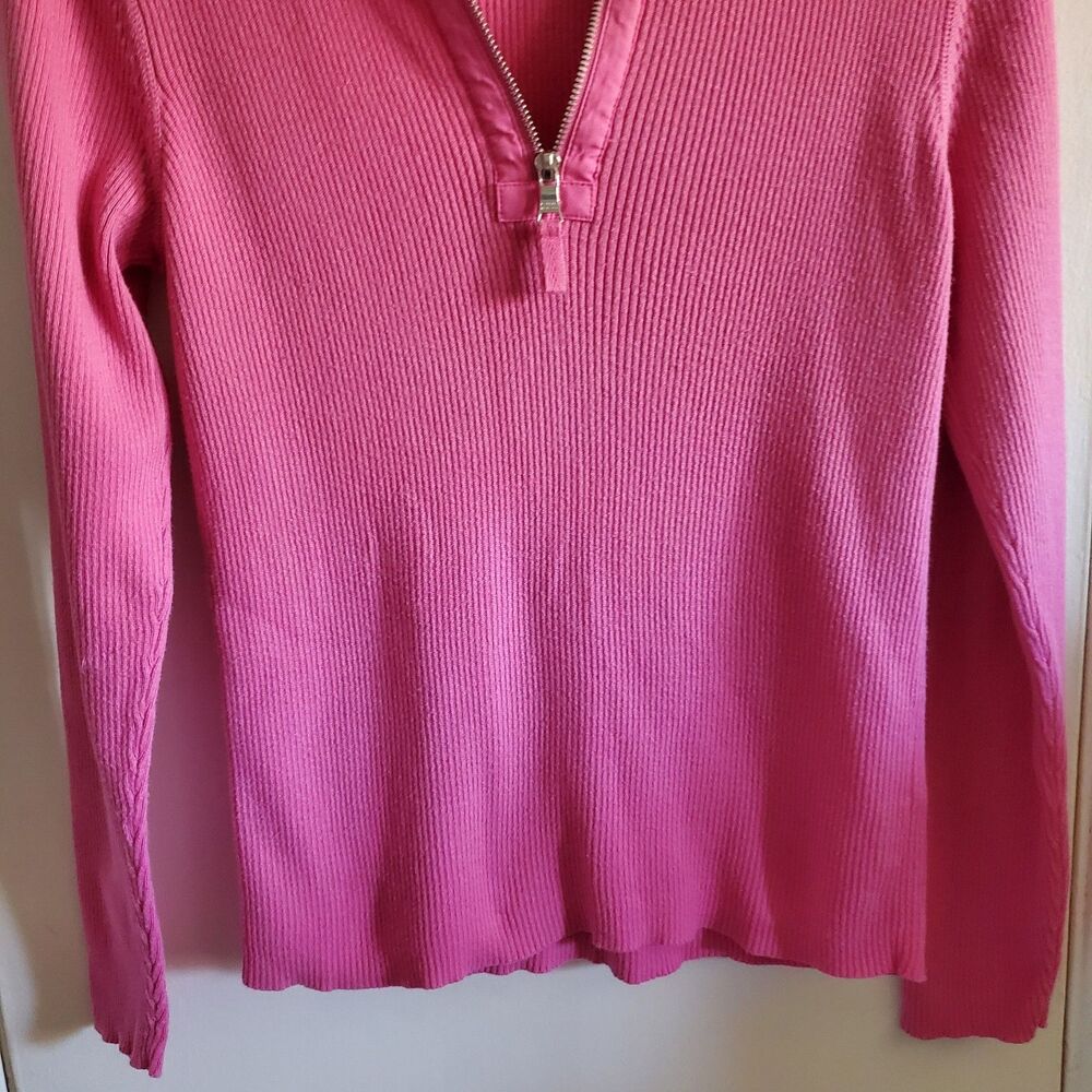Lauren Ralph Lauren Y2k Ribbed Quarter Zip Top Racing Team Size L Preppy - Picture 4 of 11